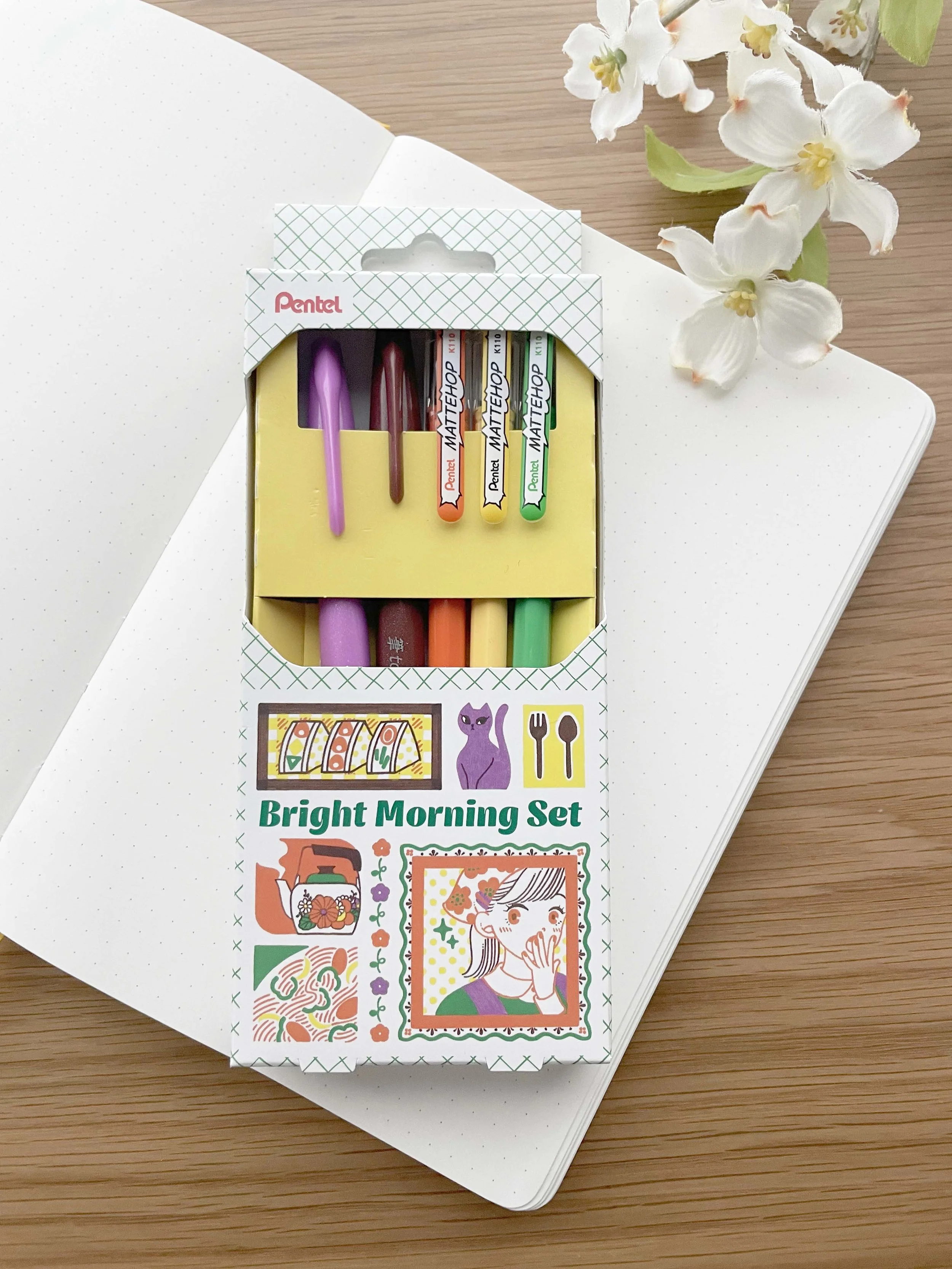 Limited Edition Pentel Pen Set - Mattehop x Brush Pen - Bright